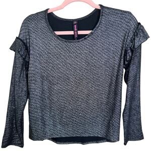 Design Lab Lord & Taylor black silver long sleeve knit top large